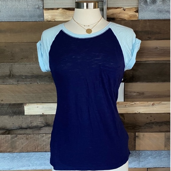 Express Pocket Baseball Raglan Two-Tone Tee Top - Picture 2 of 16